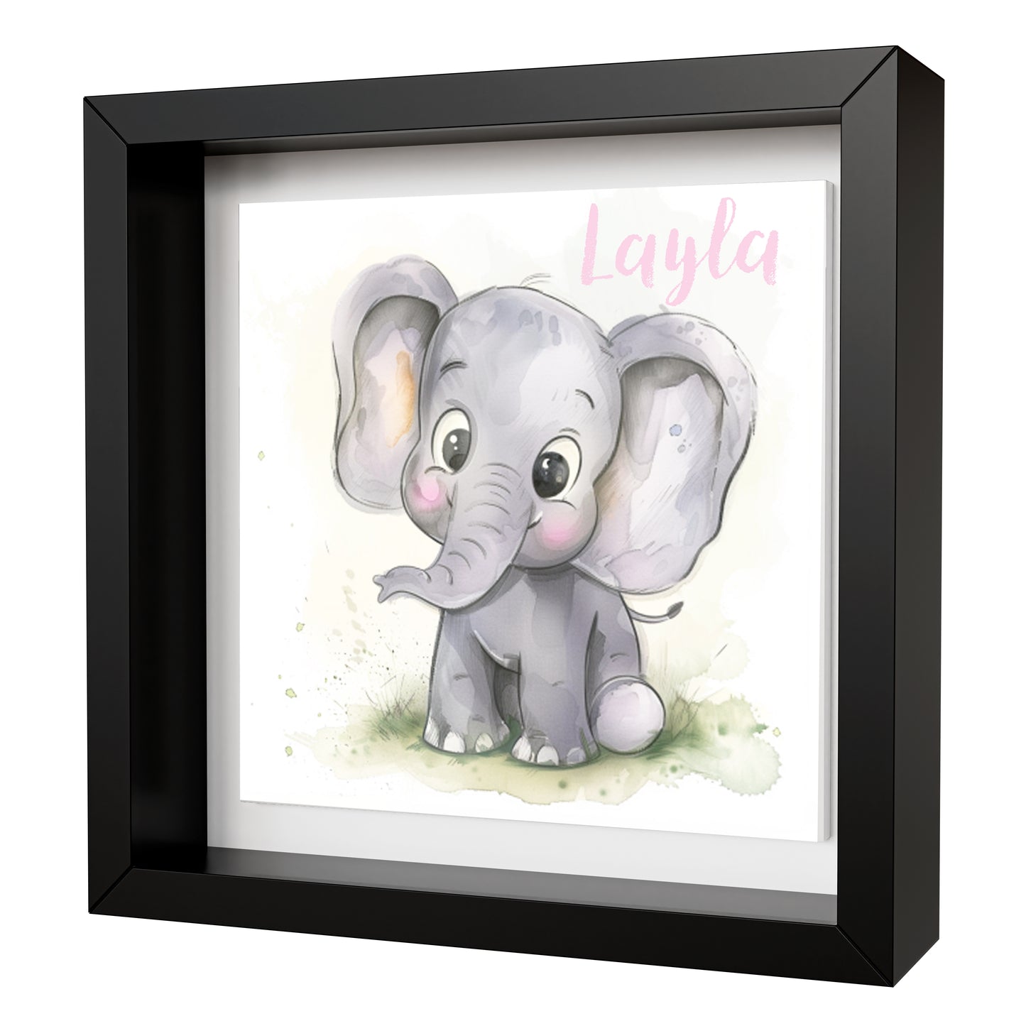 Personalised Baby Elephant Artwork - Framed CERAMIC TILE Print