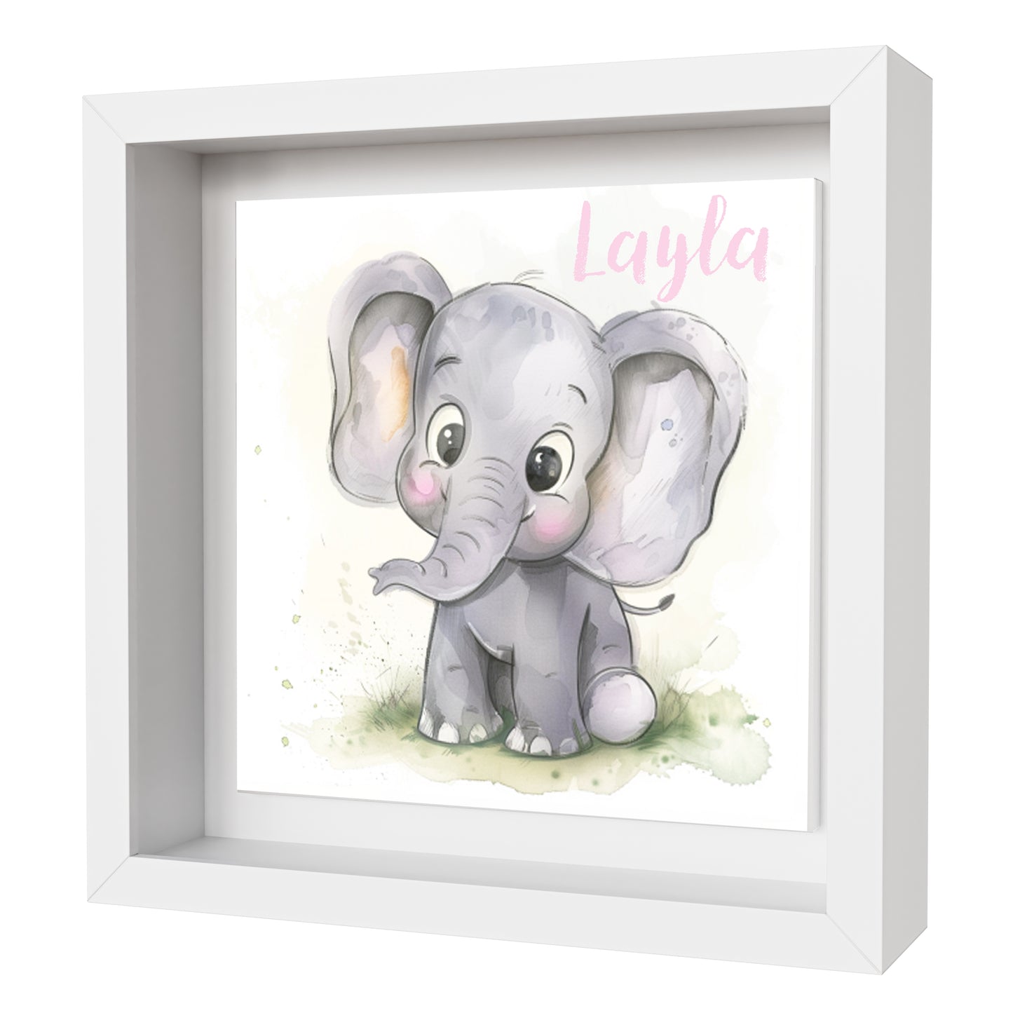 Personalised Baby Elephant Artwork - Framed CERAMIC TILE Print