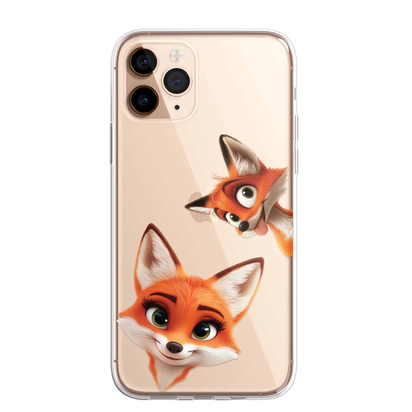 Fox Custom Cartoon Phone Case Personalised CLEAR Cute Family Splatter Phone Cover Case for iPhone 16 15 14 13 12 11