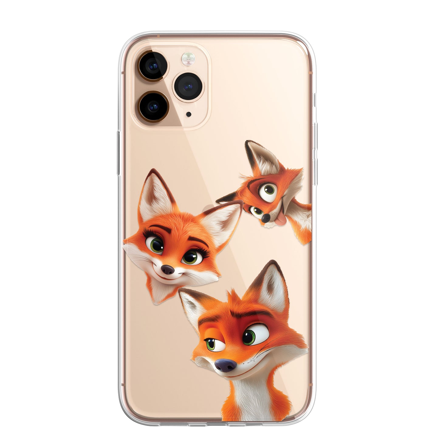 Fox Custom Cartoon Phone Case Personalised CLEAR Cute Family Splatter Phone Cover Case for iPhone 16 15 14 13 12 11