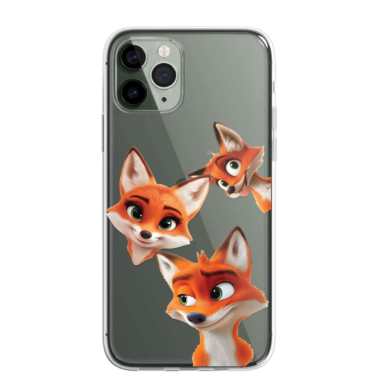 Fox Custom Cartoon Phone Case Personalised CLEAR Cute Family Splatter Phone Cover Case for iPhone 16 15 14 13 12 11