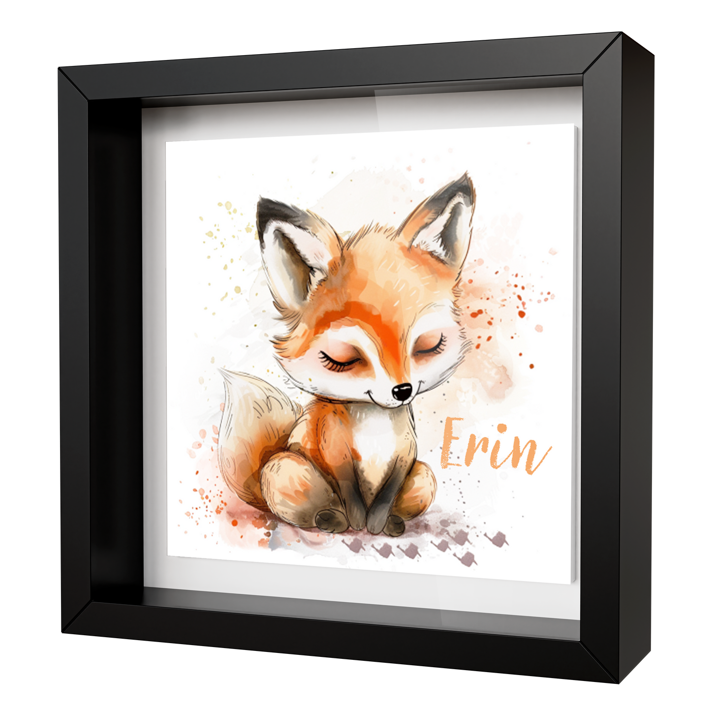 Personalised Baby Fox Artwork - Framed CERAMIC TILE Print