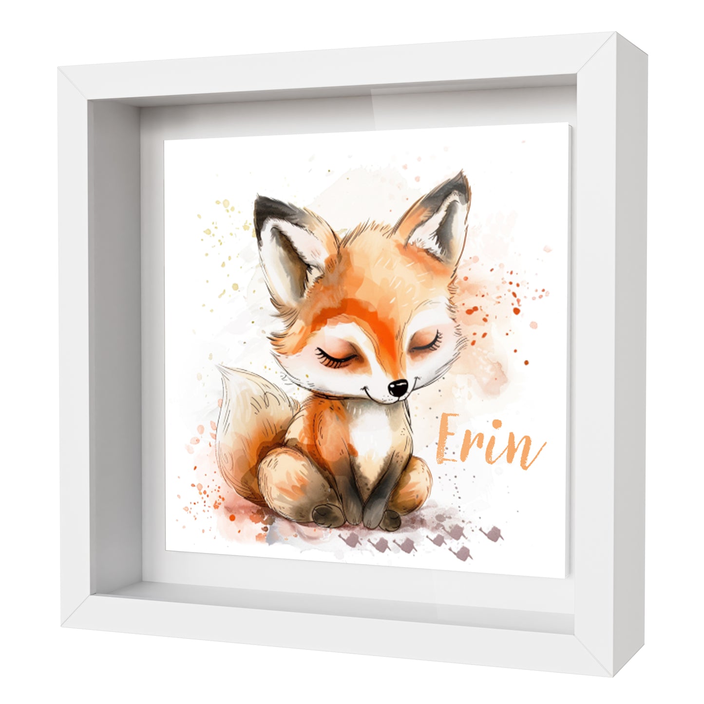 Personalised Baby Fox Artwork - Framed CERAMIC TILE Print