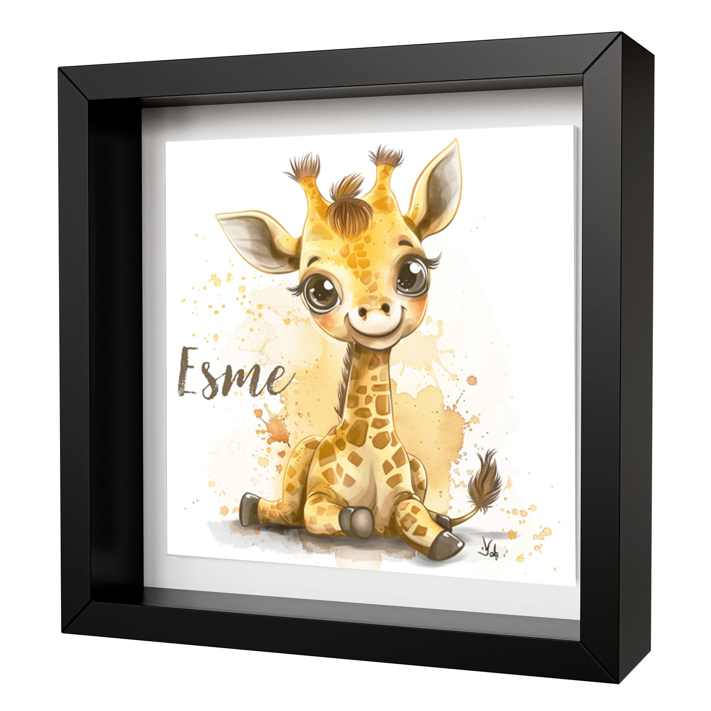 Personalised Baby Giraffe Artwork - Framed CERAMIC TILE Print