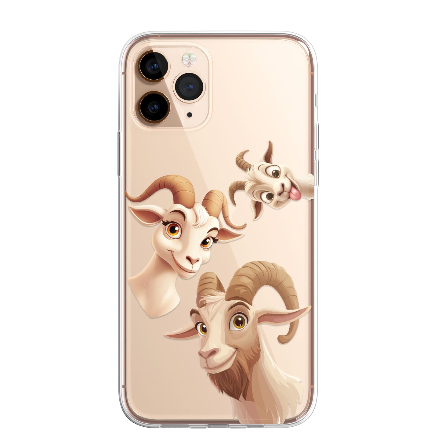 Goat Custom Cartoon Phone Case Personalised CLEAR Cute Family Splatter Phone Cover Case for iPhone 16 15 14 13 12 11