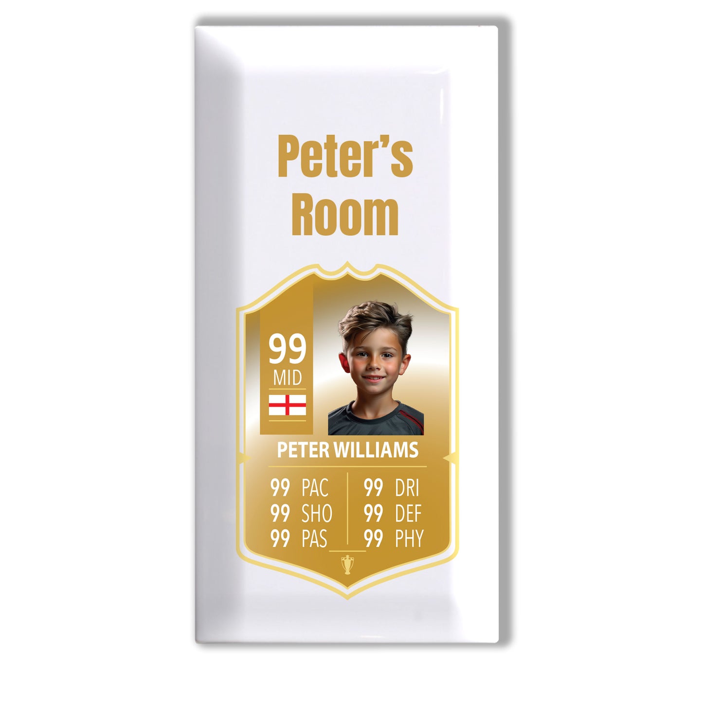 Personalised Premium Ceramic Children's Football Door Plaque - FIFA Card Style Football Gift TOTS Ultimate Team EA FC 24