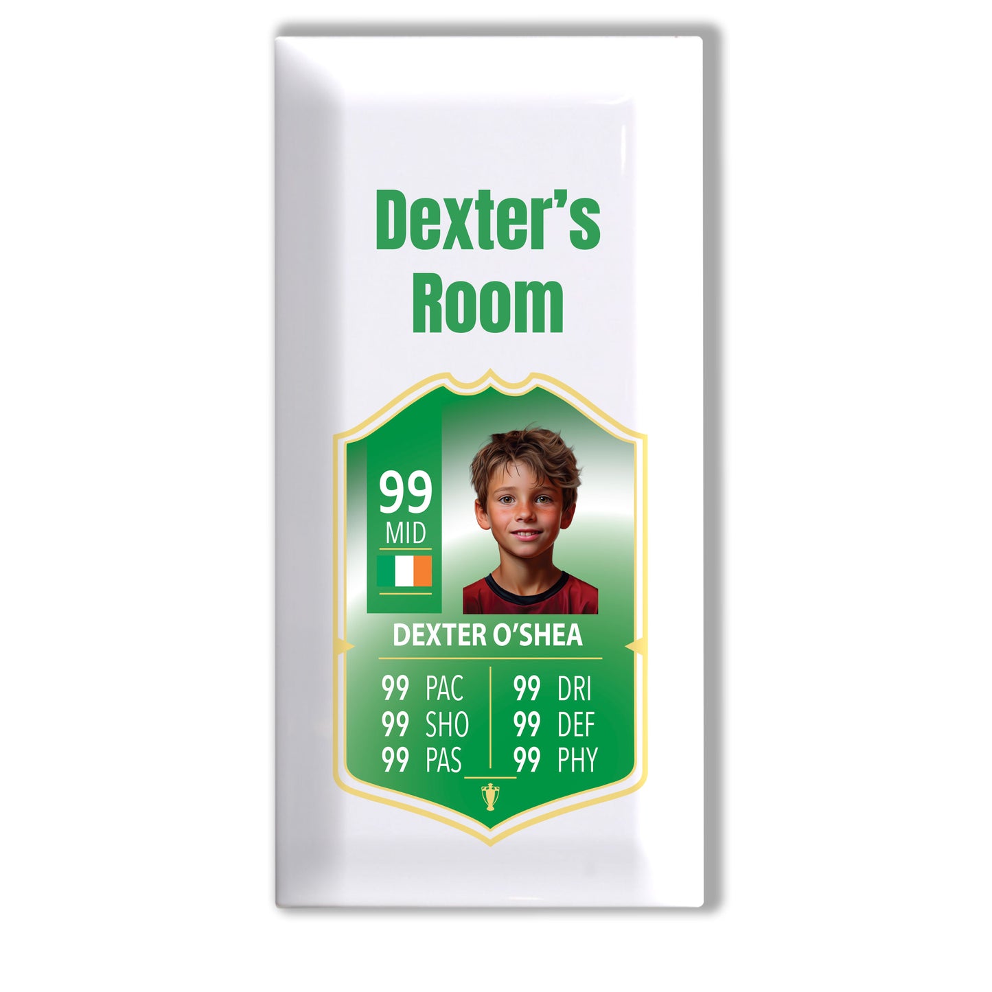 Personalised Premium Ceramic Children's Football Door Plaque - FIFA Card Style Football Gift TOTS Ultimate Team EA FC 24