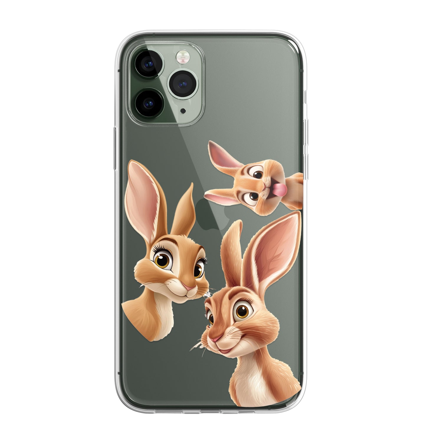 Hare Custom Cartoon Phone Case Personalised CLEAR Cute Family Splatter Phone Cover Case for iPhone 16 15 14 13 12 11