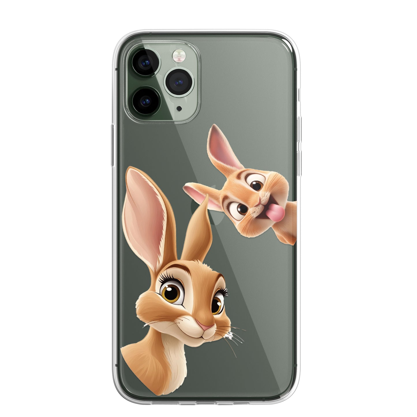 Hare Custom Cartoon Phone Case Personalised CLEAR Cute Family Splatter Phone Cover Case for iPhone 16 15 14 13 12 11