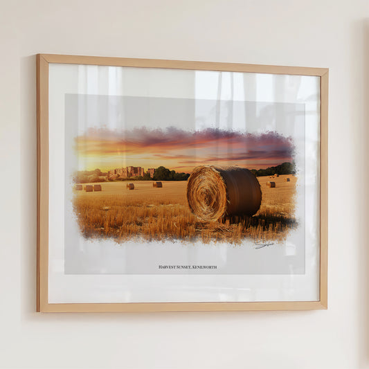 Kenilworth, Warwickshire Local Landmark Print - Kenilworth Harvest by Simon Lambert. Framed or Unframed Print Various Sizes