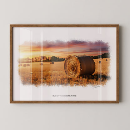 Kenilworth, Warwickshire Local Landmark Print - Kenilworth Harvest by Simon Lambert. Framed or Unframed Print Various Sizes