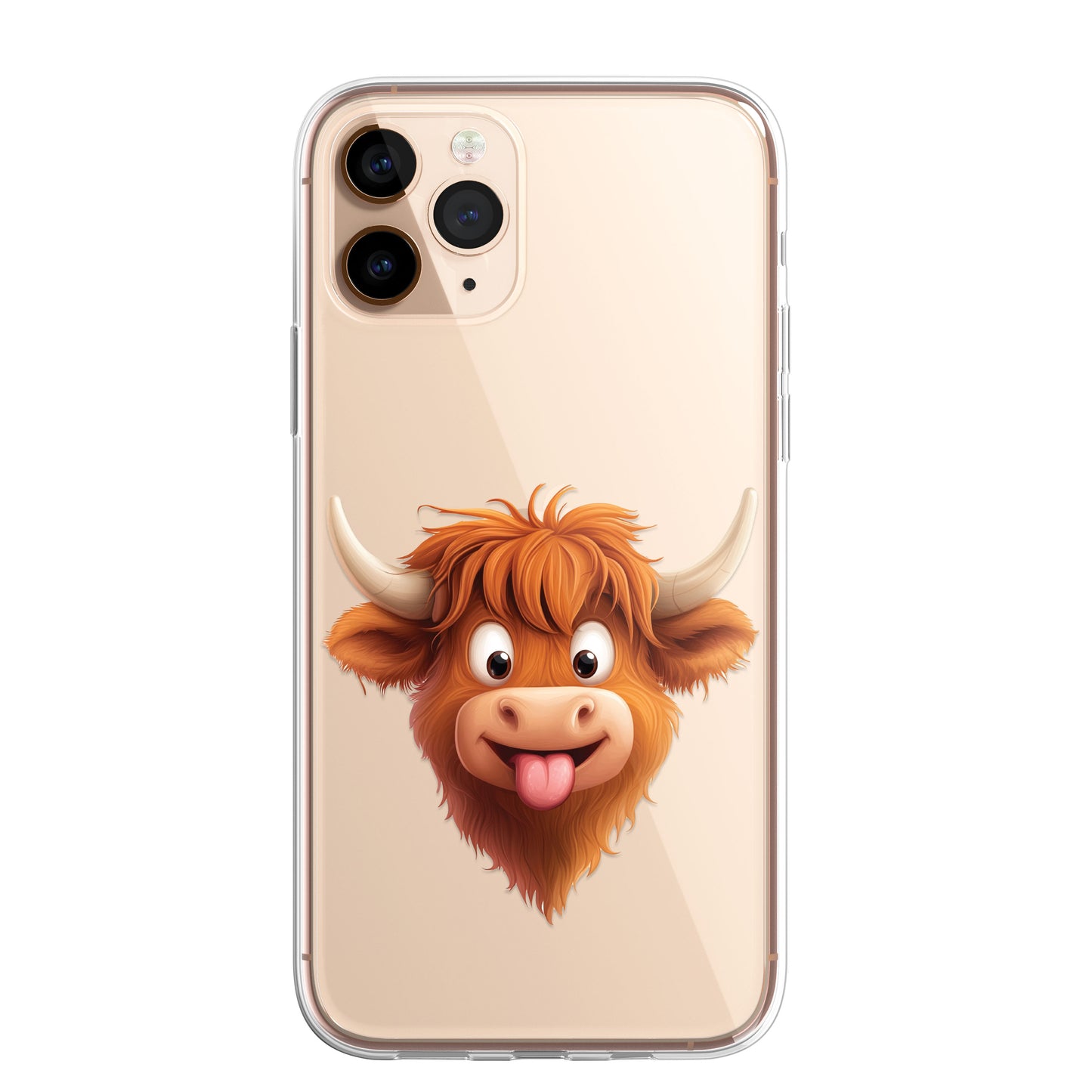 Highland Cow Custom Cartoon Phone Case Personalised CLEAR Cute Family Splatter Phone Cover Case for iPhone 16 15 14 13 12 11