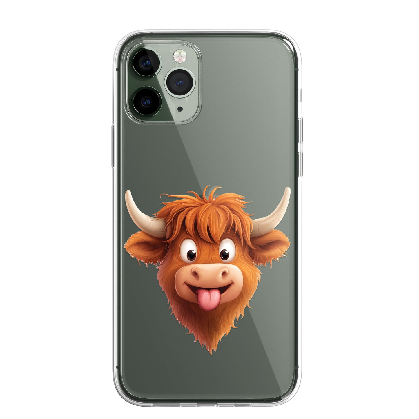 Highland Cow Custom Cartoon Phone Case Personalised CLEAR Cute Family Splatter Phone Cover Case for iPhone 16 15 14 13 12 11