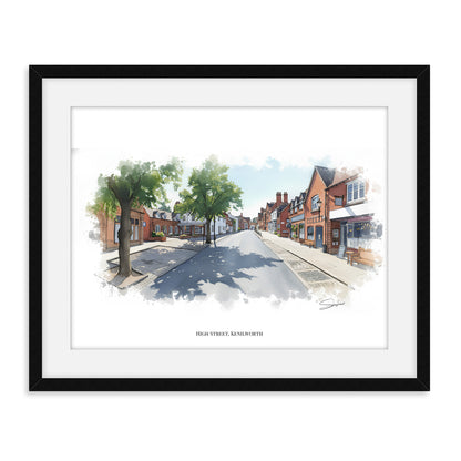 Kenilworth, Warwickshire Local Landmark Print - Kenilworth High Street by Simon Lambert. Framed or Unframed Print Various Sizes