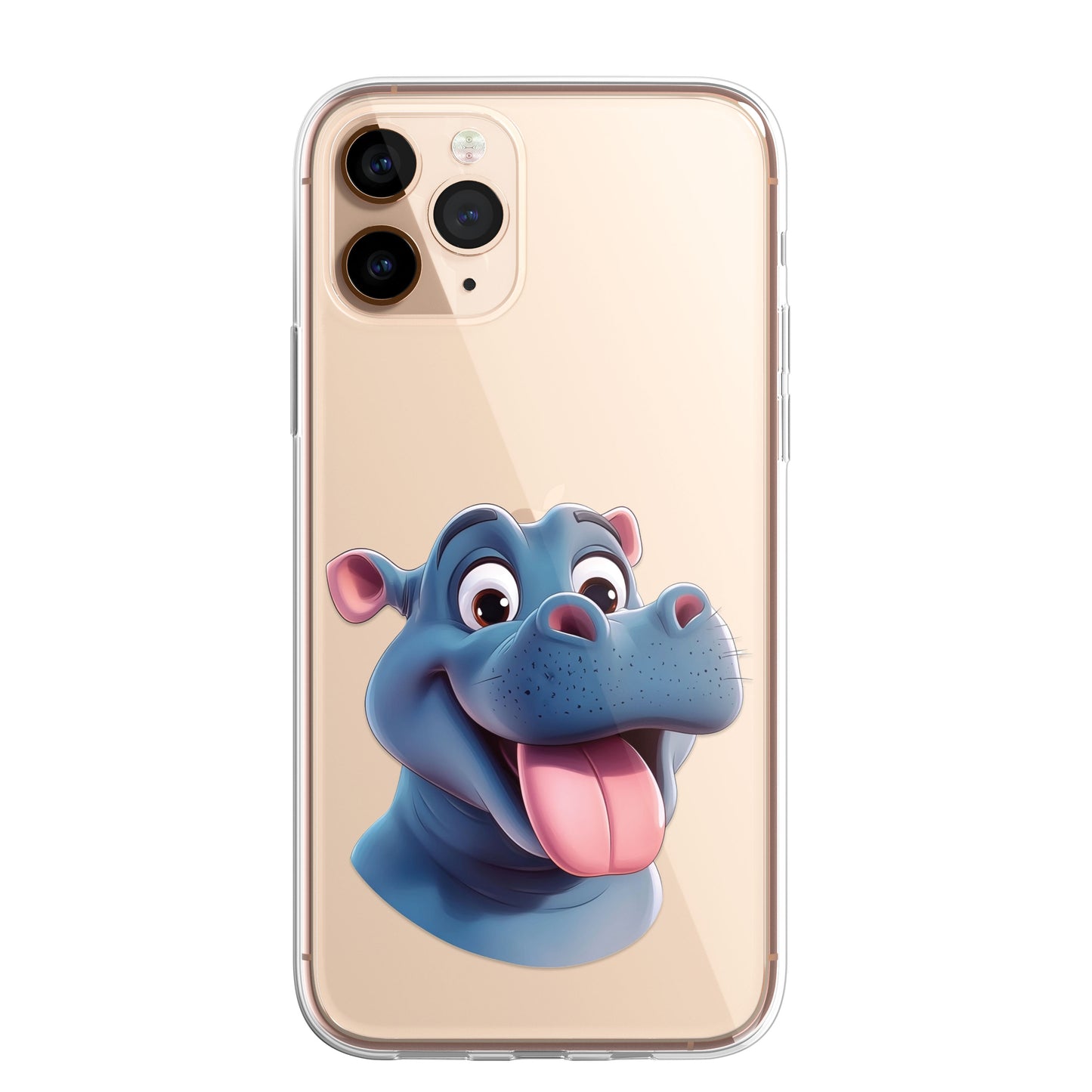 Hippo Custom Cartoon Phone Case Personalised CLEAR Cute Family Splatter Phone Cover Case for iPhone 16 15 14 13 12 11