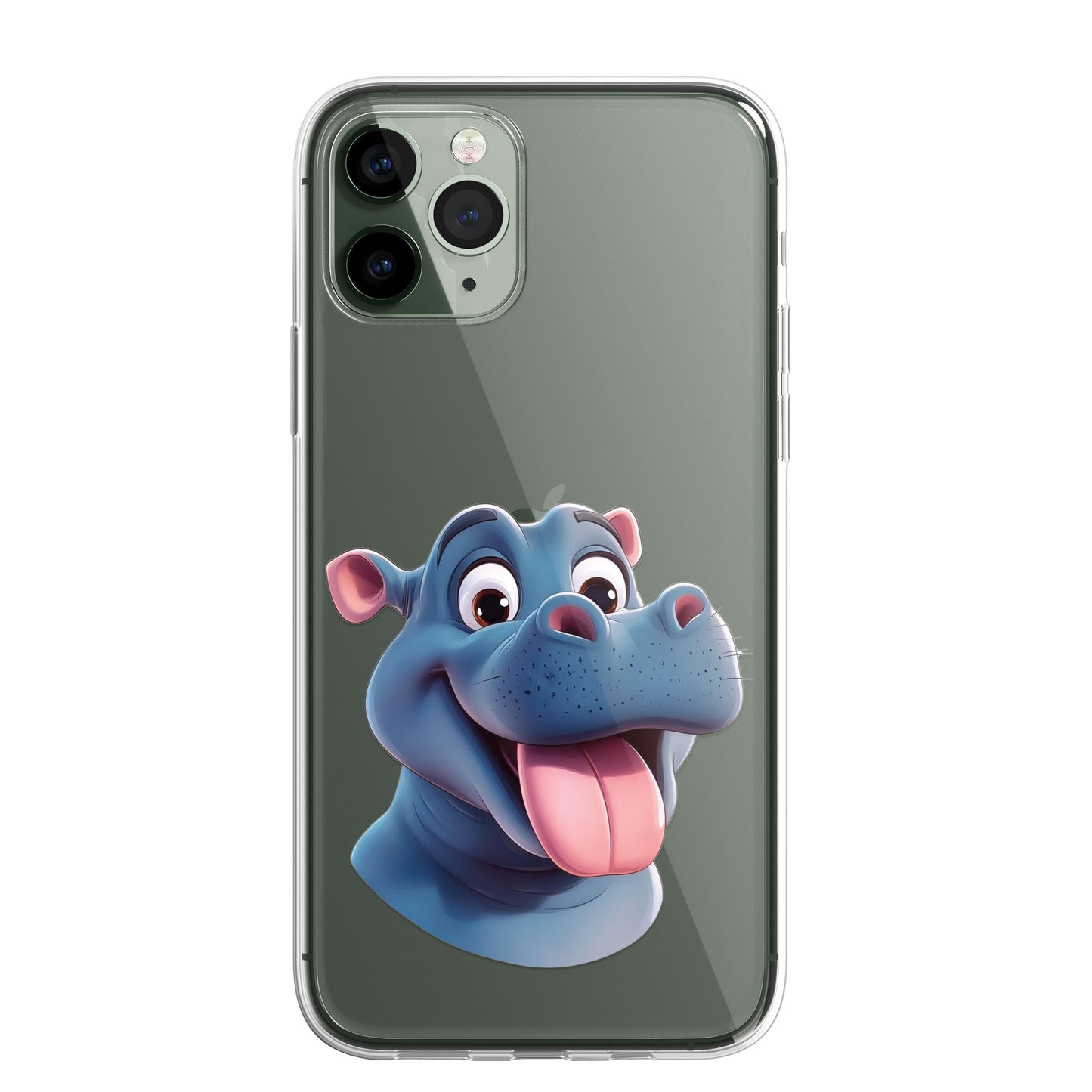 Hippo Custom Cartoon Phone Case Personalised CLEAR Cute Family Splatter Phone Cover Case for iPhone 16 15 14 13 12 11