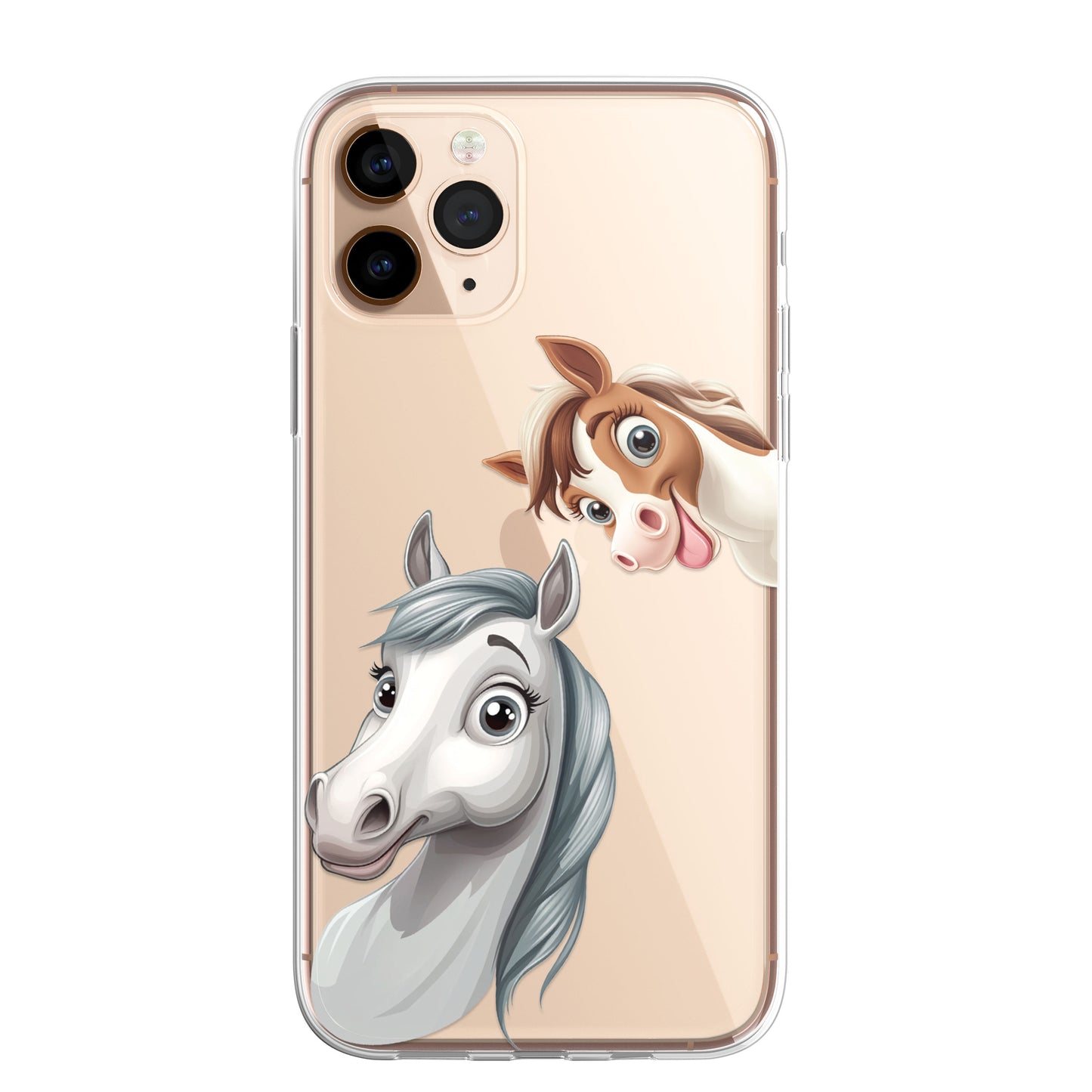 Horse Custom Cartoon Phone Case Personalised CLEAR Cute Family Splatter Phone Cover Case for iPhone 16 15 14 13 12 11