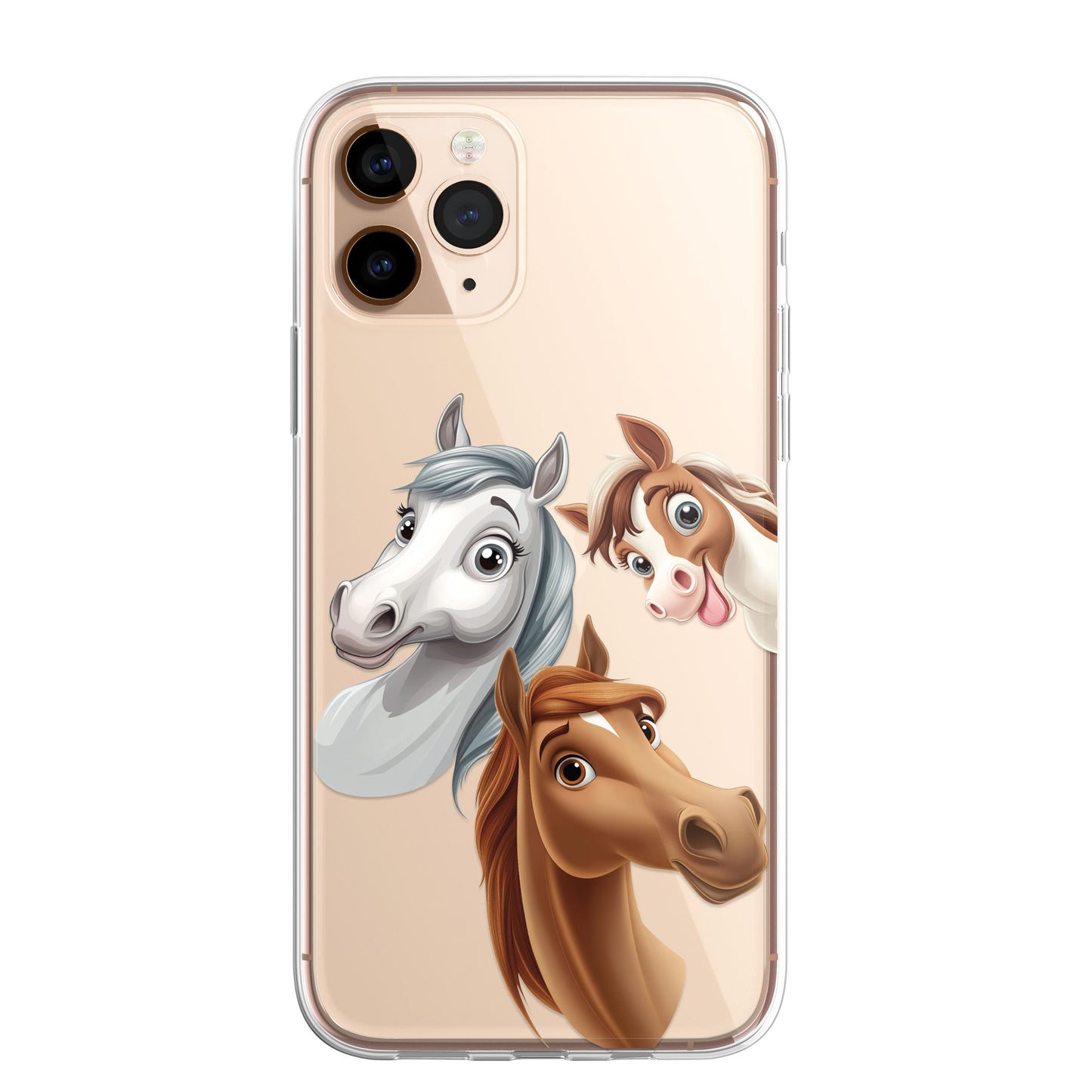 Horse Custom Cartoon Phone Case Personalised CLEAR Cute Family Splatter Phone Cover Case for iPhone 16 15 14 13 12 11