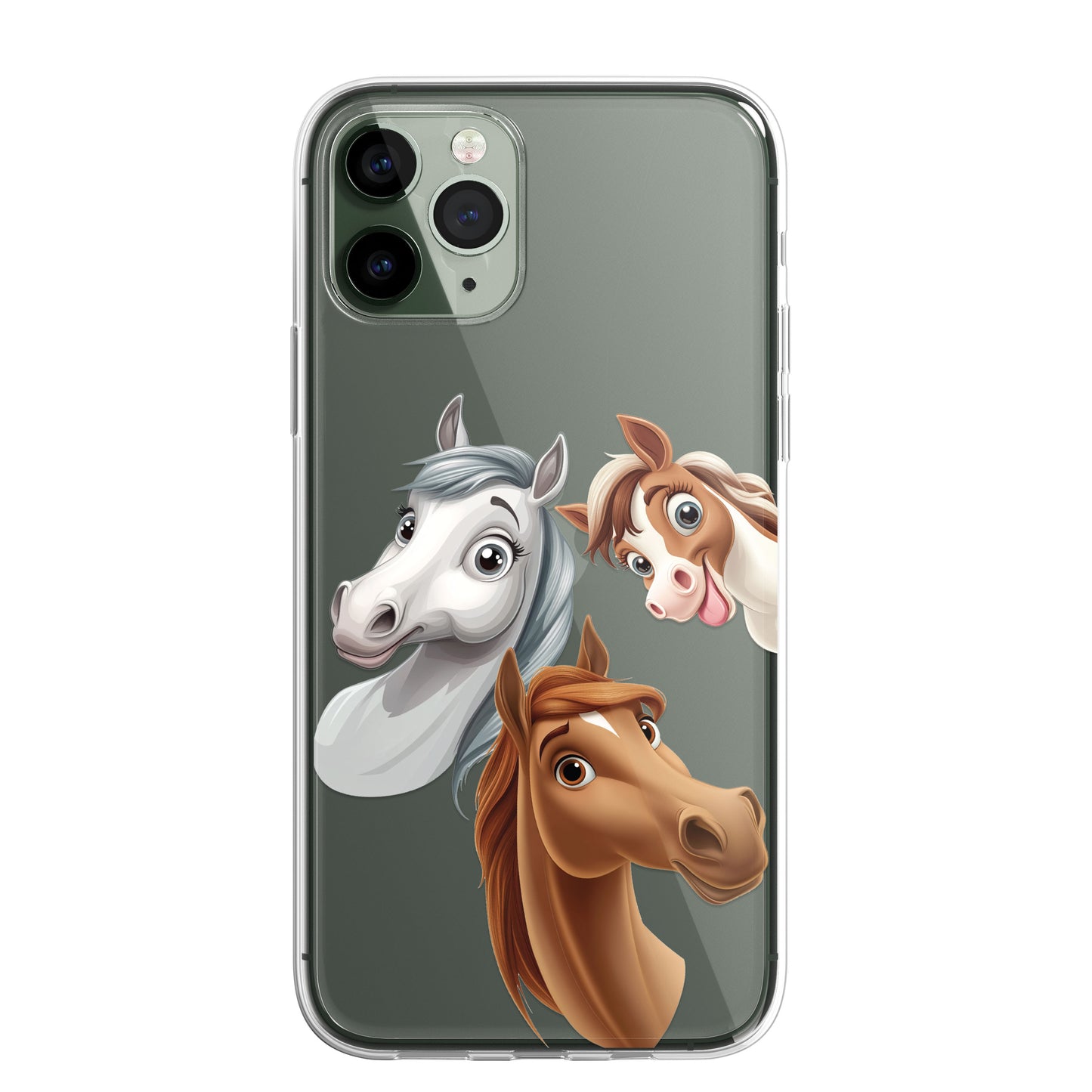 Horse Custom Cartoon Phone Case Personalised CLEAR Cute Family Splatter Phone Cover Case for iPhone 16 15 14 13 12 11