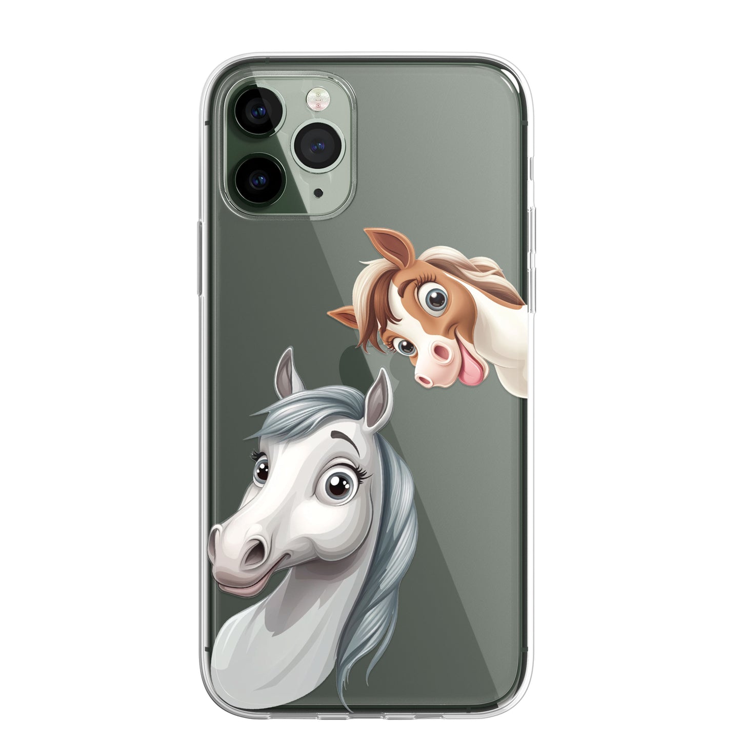 Horse Custom Cartoon Phone Case Personalised CLEAR Cute Family Splatter Phone Cover Case for iPhone 16 15 14 13 12 11