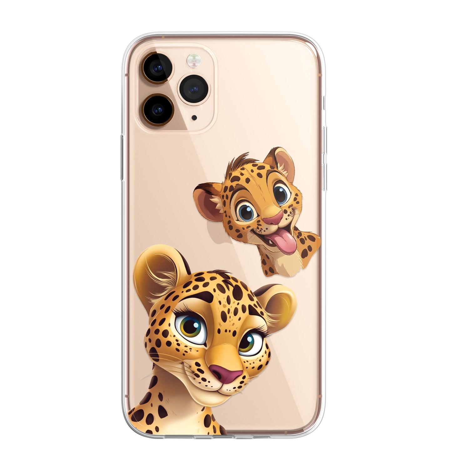 Leopard Custom Cartoon Phone Case Personalised CLEAR Cute Family Splatter Phone Cover Case for iPhone 16 15 14 13 12 11