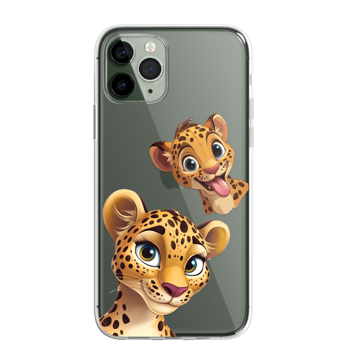 Leopard Custom Cartoon Phone Case Personalised CLEAR Cute Family Splatter Phone Cover Case for iPhone 16 15 14 13 12 11