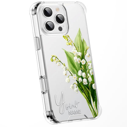 Personalised Floral Phone Case Custom Watercolour Pressed Flowers Luxury Cover, CLEAR Cover Roses iPhone 16 15 13 12 11 Plus Pro Samsung