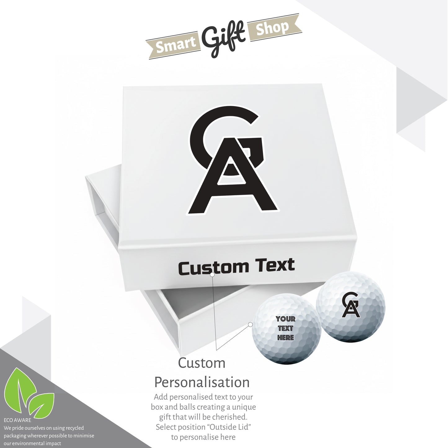 Personalised 9 Golf Ball Set in Customised Box - Your Own Monograms Initials with Branded Balls: Novelty Golfer's Gift, Father's Day, Birthday