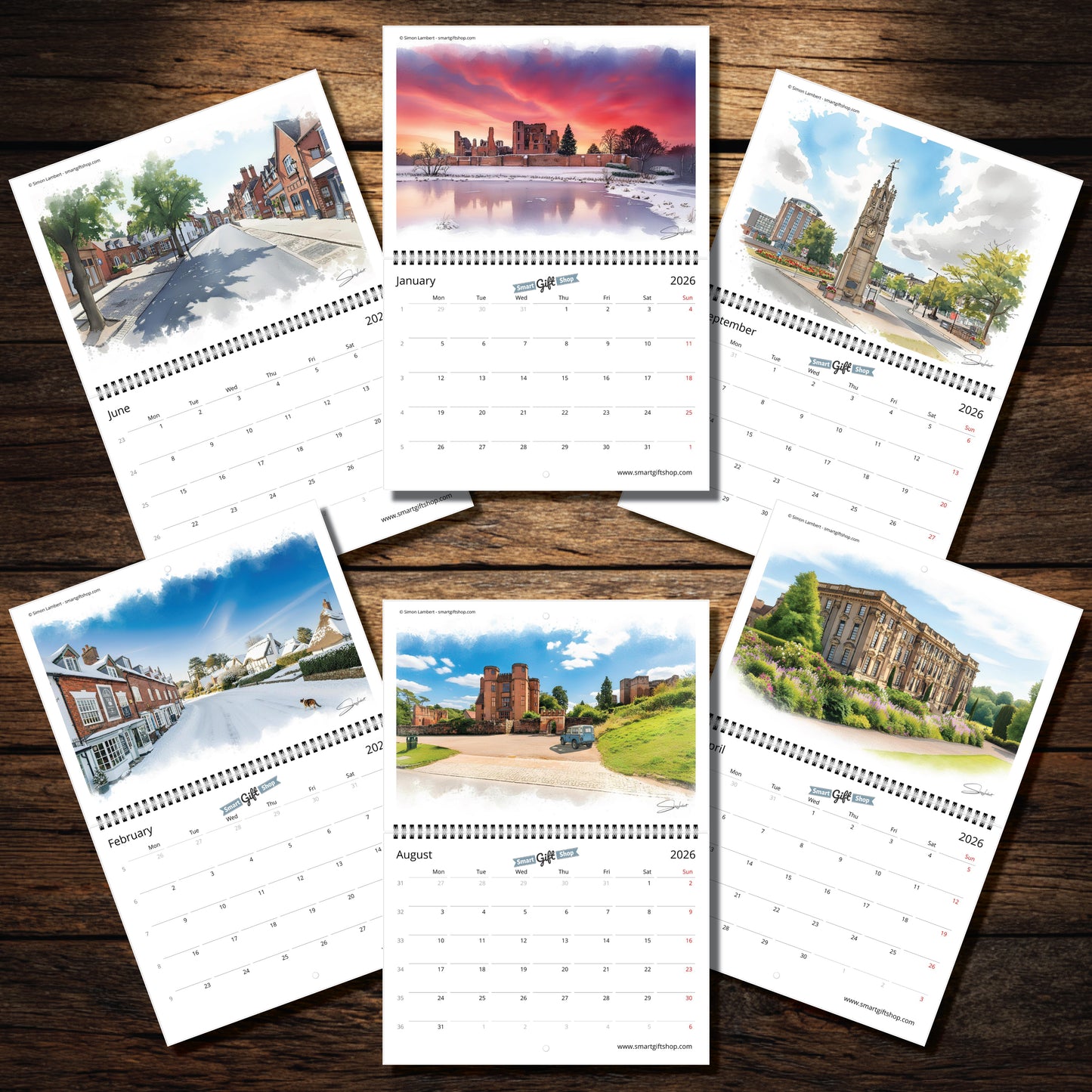 Custom A4 Calendar, Fully Personalisable with Company Branding – Exclusive Kenilworth Artwork by Simon Lambert