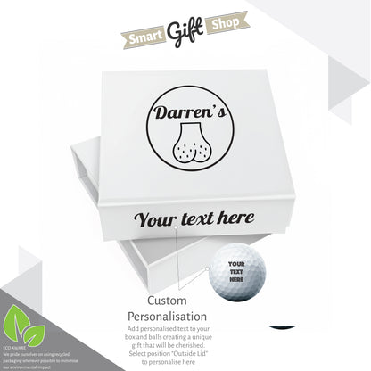 Personalised 9 Golf Ball Set in Customised Box - Joke Novelty "Custom Name's Balls!" with Branded Balls: Novelty Golfer's Gift, Father's Day, Birthday