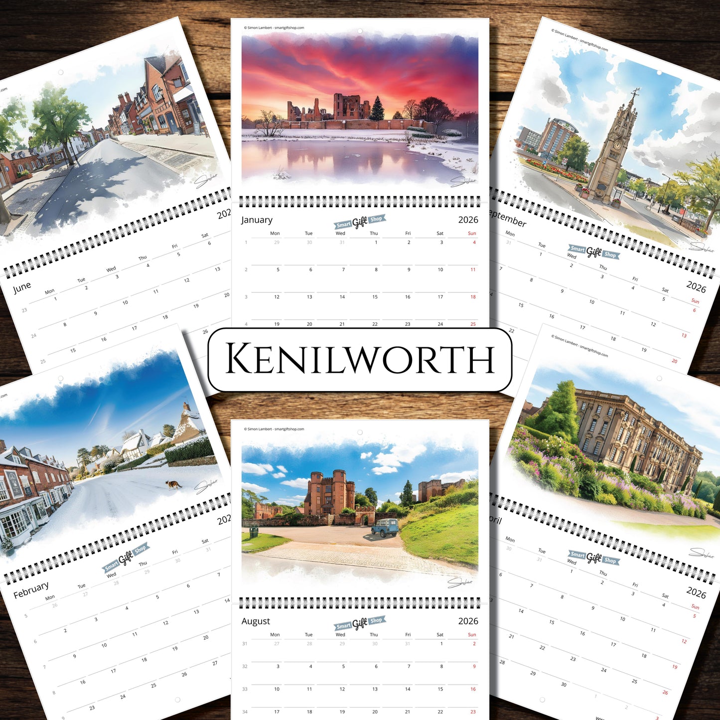 Custom A4 Calendar, Fully Personalisable with Company Branding – Exclusive Kenilworth Artwork by Simon Lambert