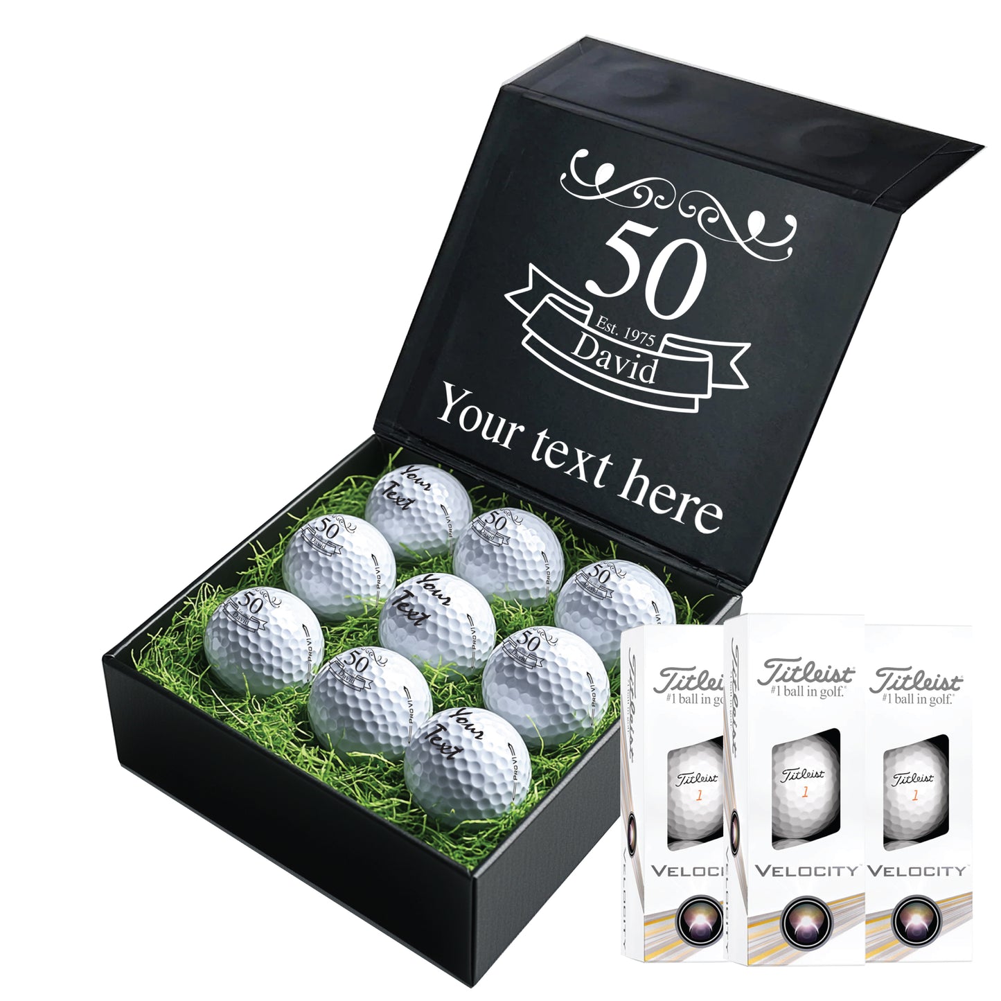Happy Birthday Personalised Branded 9 Golf Ball Set in Customised Box - Golfer's Gift, Father's Day, Wedding Favour, Birthday