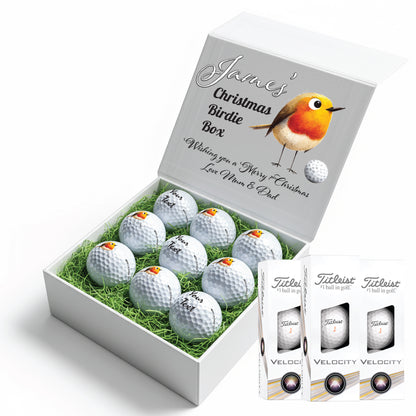 Christmas Design 2 Personalised Branded 9 Golf Ball Set in Customised Box - Themed Golfer's Gift, Father's Day, Retirement, Birthday