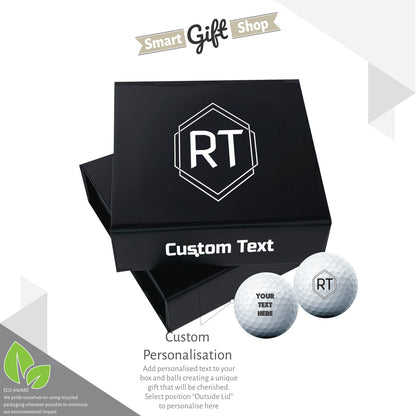 Personalised 9 Golf Ball Set in Customised Box - Your Own Monograms Initials with Branded Balls: Novelty Golfer's Gift, Father's Day, Birthday