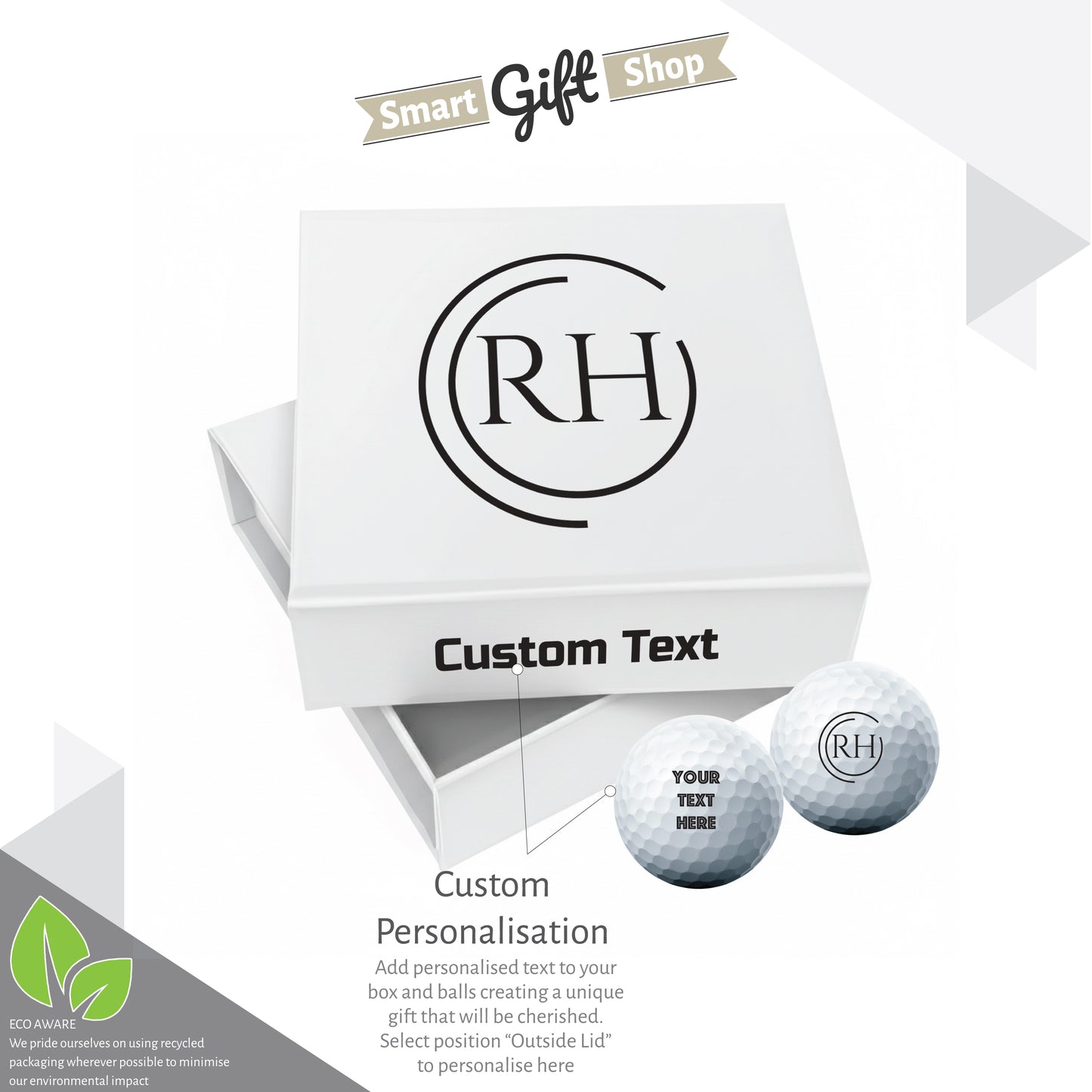 Personalised 9 Golf Ball Set in Customised Box - Your Own Monograms Initials with Branded Balls: Novelty Golfer's Gift, Father's Day, Birthday