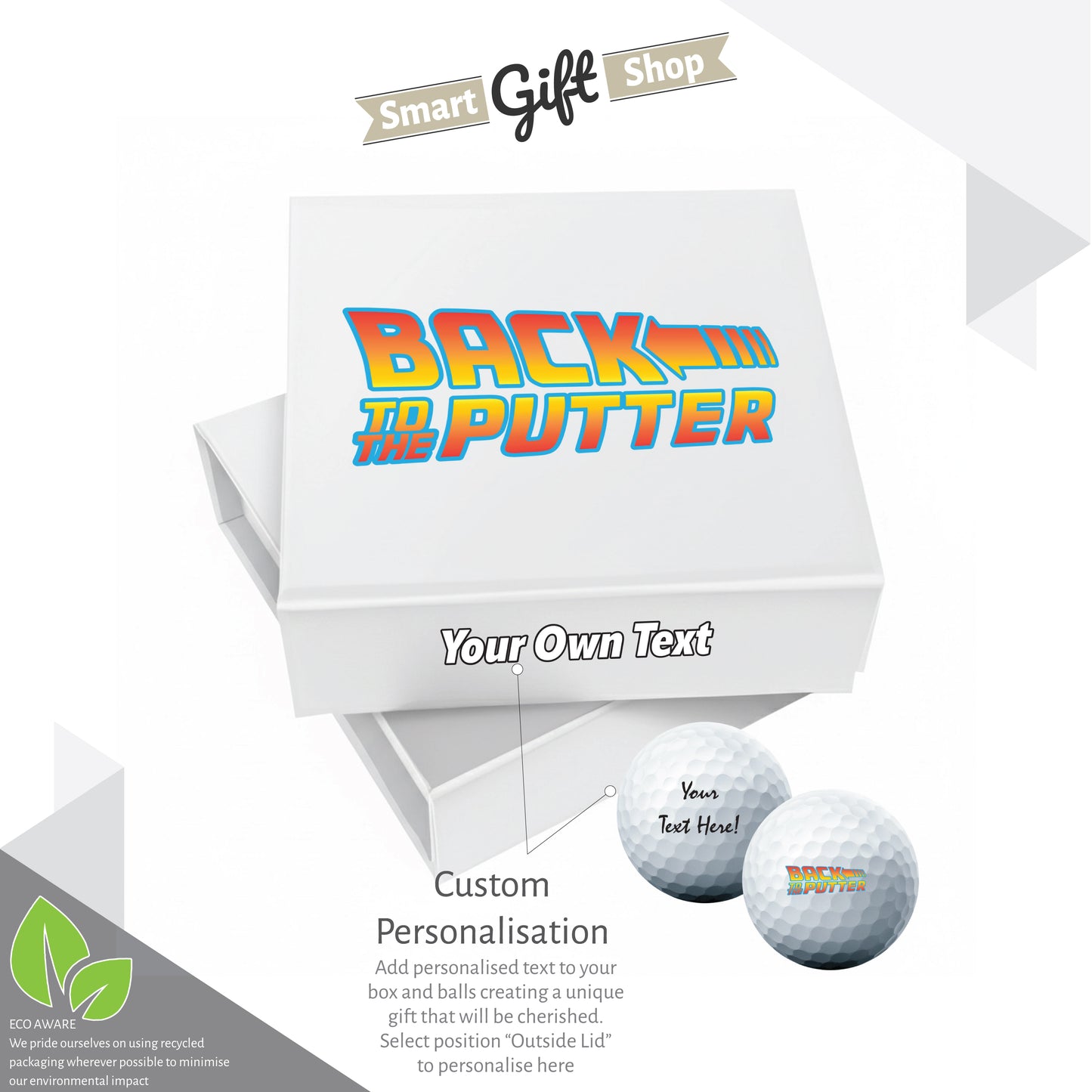 BACK TO THE PUTTER!: Personalised Branded 9 Golf Ball Set in Customised Box - Back to the Future Novelty Movie Terminator Themed Golfer's Gift, Father's Day, Retirement, Birthday