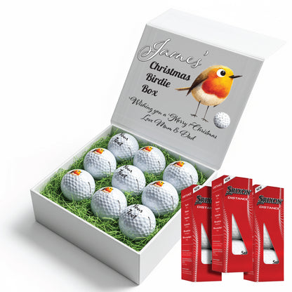 Christmas Design 2 Personalised Branded 9 Golf Ball Set in Customised Box - Themed Golfer's Gift, Father's Day, Retirement, Birthday