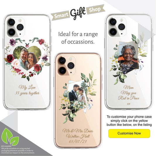 Personalised Custom Photo Phone Case Portrait Wedding Family Occasion Birth Custom Picture CLEAR Silicone Cover for iPhone 11 12 13 14 15 Ranges