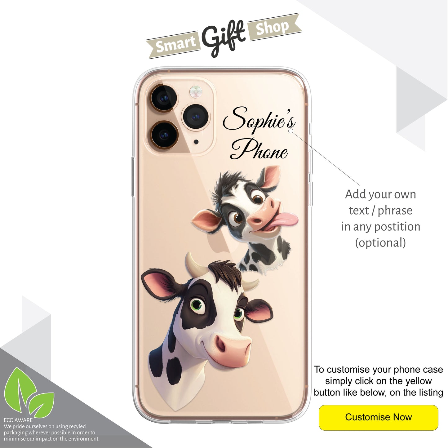 Cow Custom Cartoon Phone Case Personalised CLEAR Cute Family Splatter Phone Cover Case for iPhone 16 15 14 13 12 11