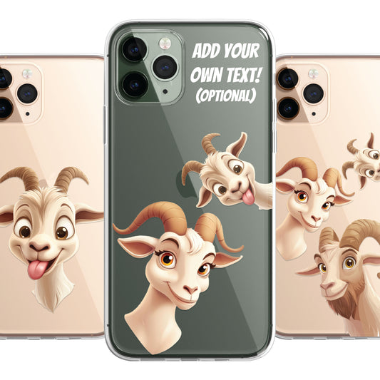 Goat Custom Cartoon Phone Case Personalised CLEAR Cute Family Splatter Phone Cover Case for iPhone 16 15 14 13 12 11