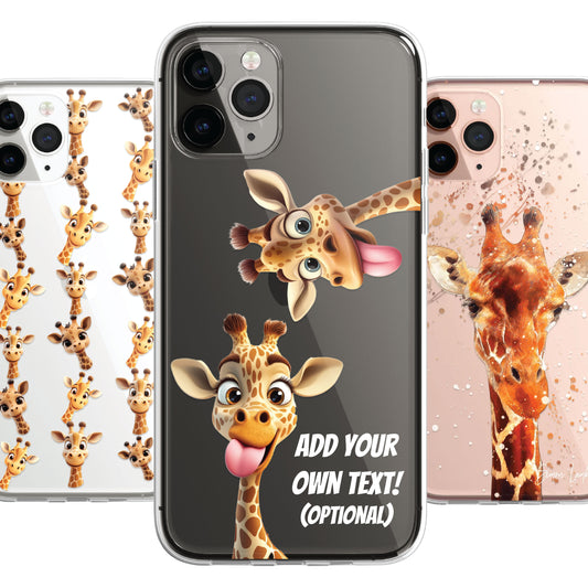 Giraffe Family Phone Case CLEAR Cute Splatter Phone Cover Case for iPhone 14 13 12