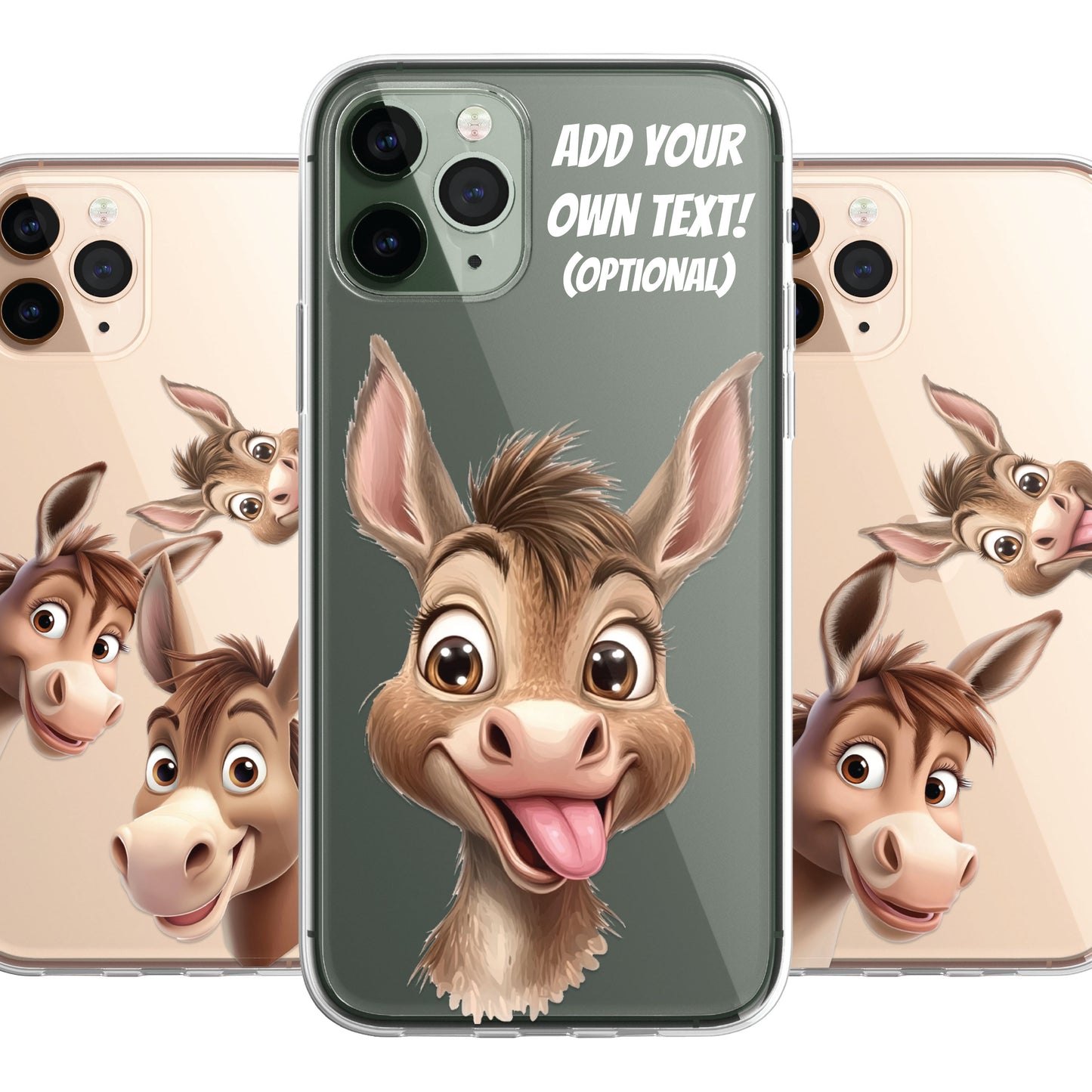 Donkey Custom Cartoon Phone Case Personalised CLEAR Cute Family Splatter Phone Cover Case for iPhone 16 15 14 13 12 11