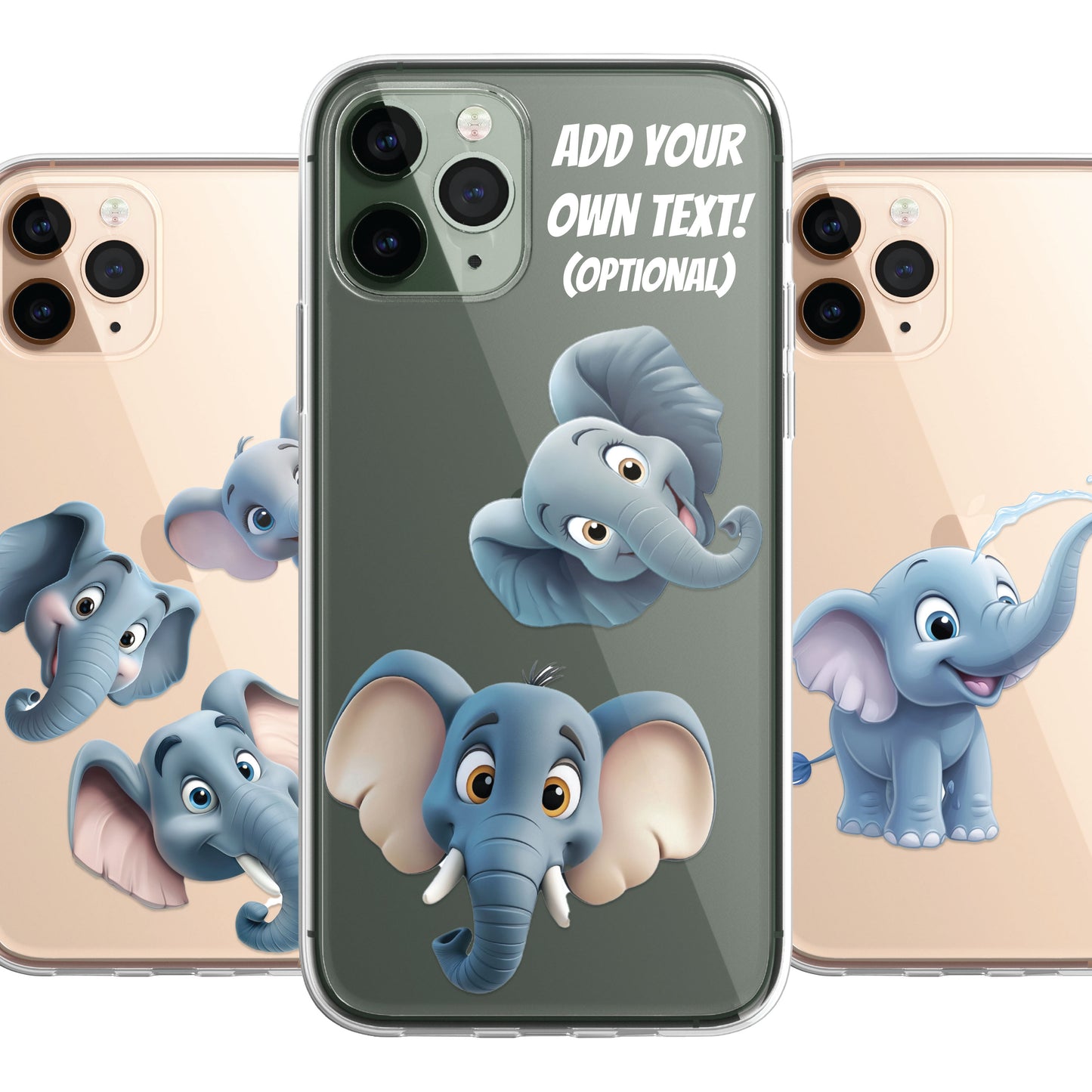 Elephant Custom Cartoon Phone Case Personalised CLEAR Cute Family Splatter Phone Cover Case for iPhone 16 15 14 13 12