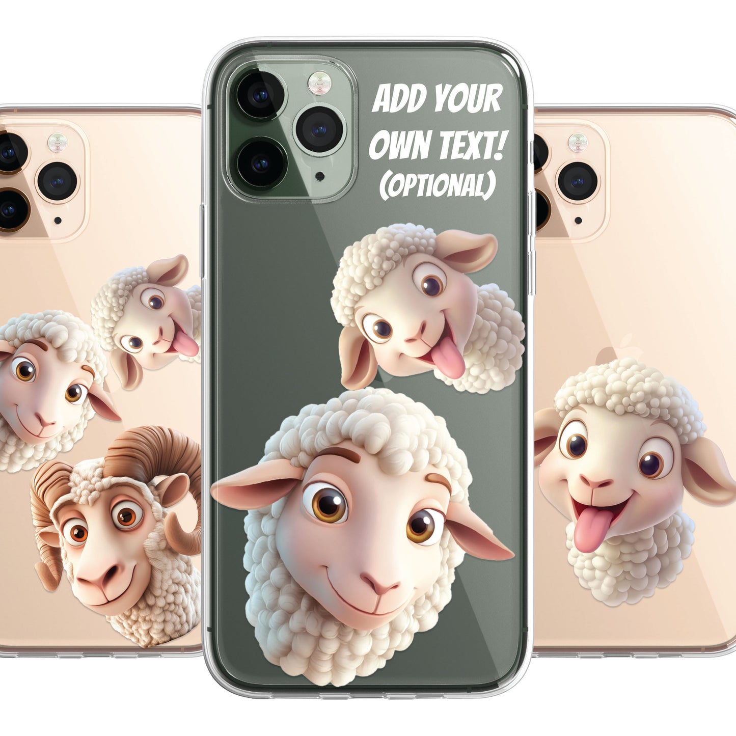 Sheep Lamb Custom Cartoon Phone Case Personalised CLEAR Cute Family Splatter Phone Cover Case for iPhone 16 15 14 13 12 11