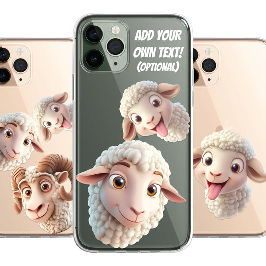 Sheep Lamb Custom Cartoon Phone Case Personalised CLEAR Cute Family Splatter Phone Cover Case for iPhone 16 15 14 13 12 11