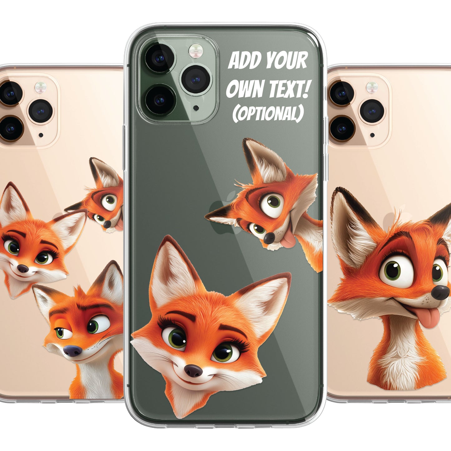 Fox Custom Cartoon Phone Case Personalised CLEAR Cute Family Splatter Phone Cover Case for iPhone 16 15 14 13 12 11