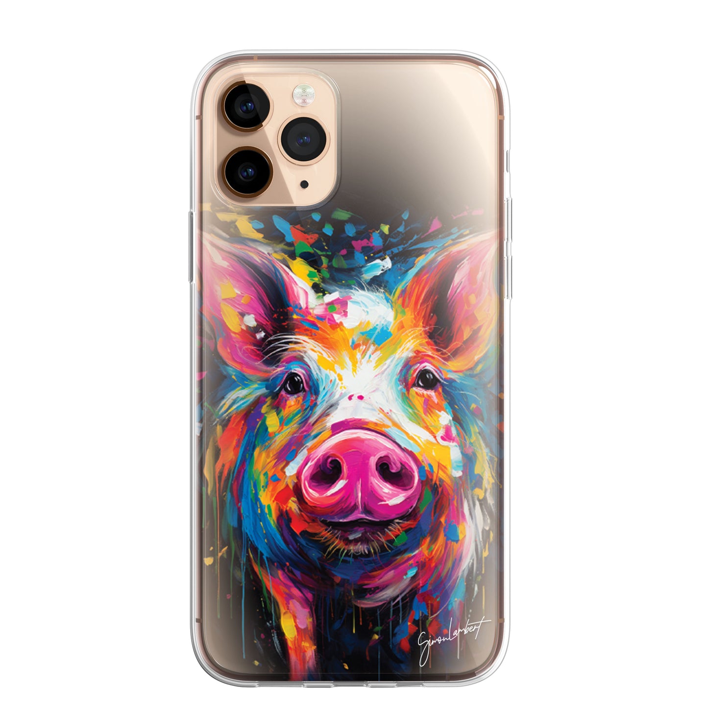 British Farm Animals Phone Case Palette Knife Art CLEAR Cover Case for iPhone 15 14 13 12 Pro +