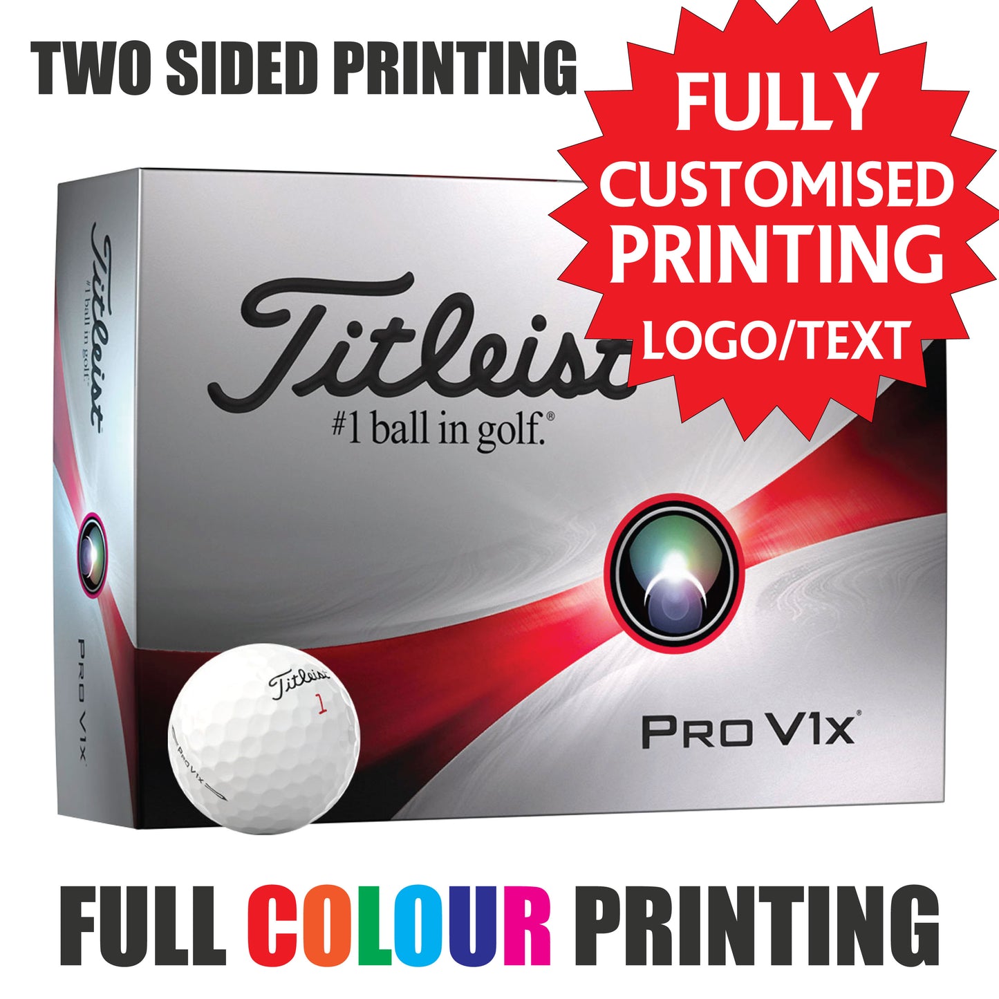 Personalised Golf Balls CUSTOM IMAGE/LOGO Titleist Pro V1 Callaway Srixon Taylor