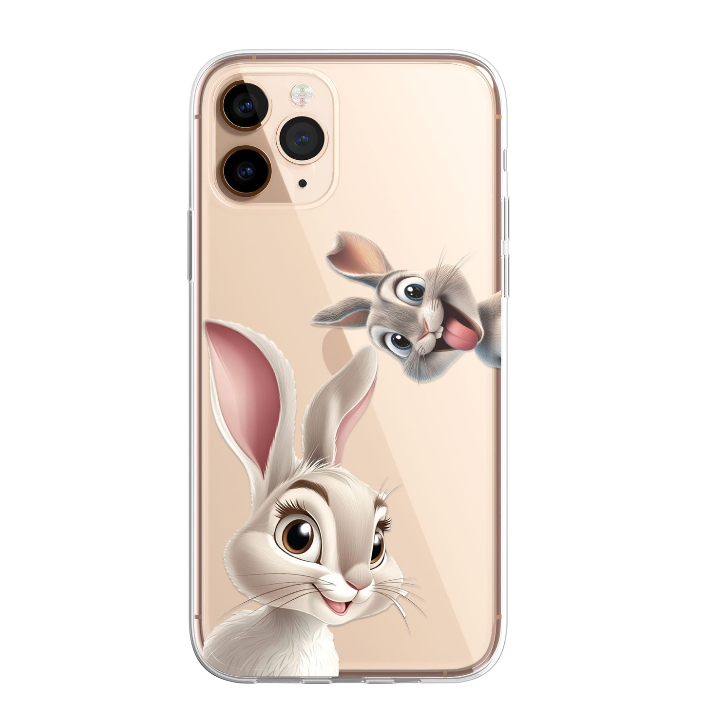 Rabbit Custom Cartoon Phone Case Personalised CLEAR Cute Family Splatter Phone Cover Case for iPhone 16 15 14 13 12 11