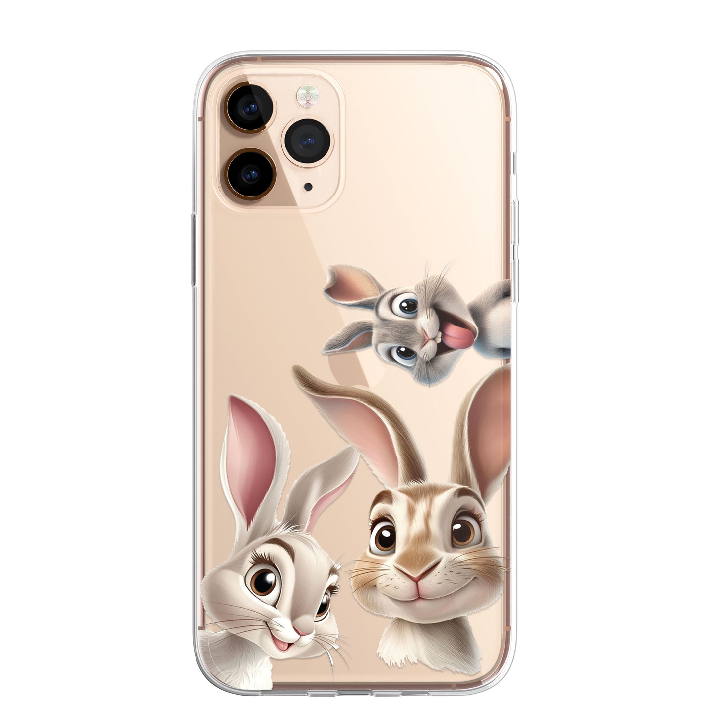 Rabbit Custom Cartoon Phone Case Personalised CLEAR Cute Family Splatter Phone Cover Case for iPhone 16 15 14 13 12 11